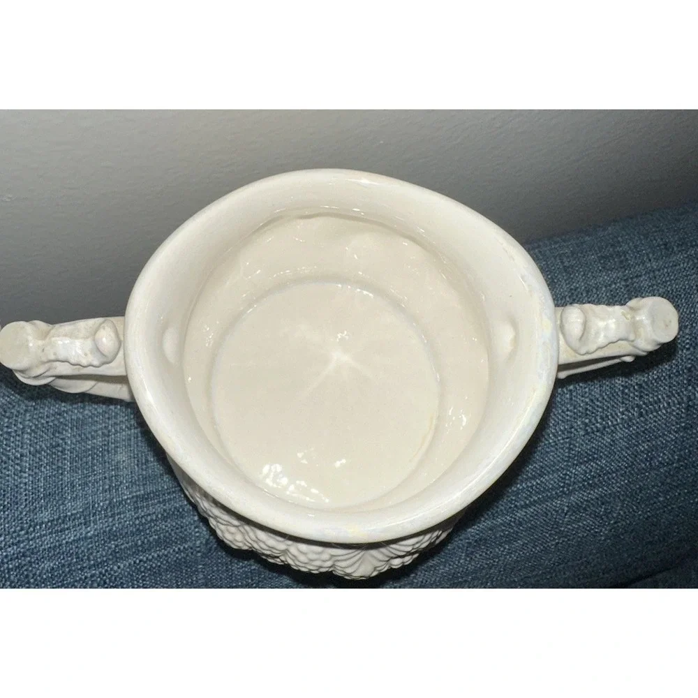 Vintage Blackberry Relief Creamer & Covered Sugar Bowl Parian Style White Lustre